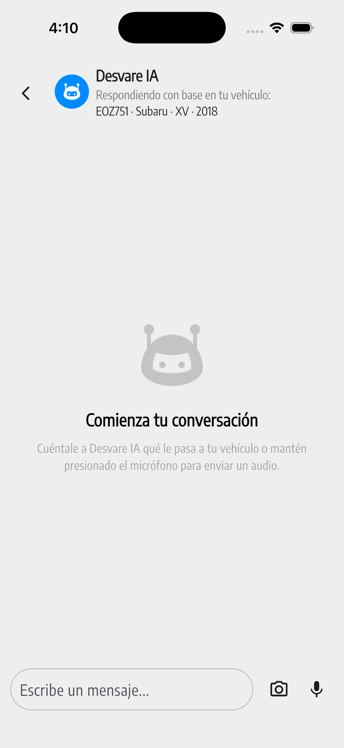 Pantalla de Desvare IA en CARE